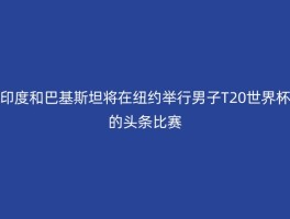 印度和巴基斯坦将在纽约举行男子T20世界杯的头条比赛