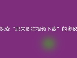 探索“职来职往视频下载”的奥秘