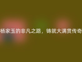 杨家玉的非凡之路，铸就大满贯传奇