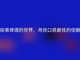 探索啤酒的世界，寻找口感最佳的佳酿