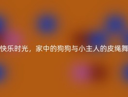 快乐时光，家中的狗狗与小主人的皮绳舞