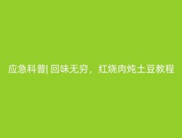 应急科普| 回味无穷，红烧肉炖土豆教程