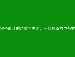 银杏叶片的功效与主治，一款神奇的中药材