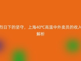 烈日下的坚守，上海40℃高温中外卖员的收入解析