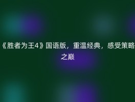 《胜者为王4》国语版，重温经典，感受策略之巅