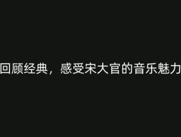 回顾经典，感受宋大官的音乐魅力